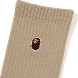 A BATHING APE APE HEAD ONE POINT SOCKS - BEIGE