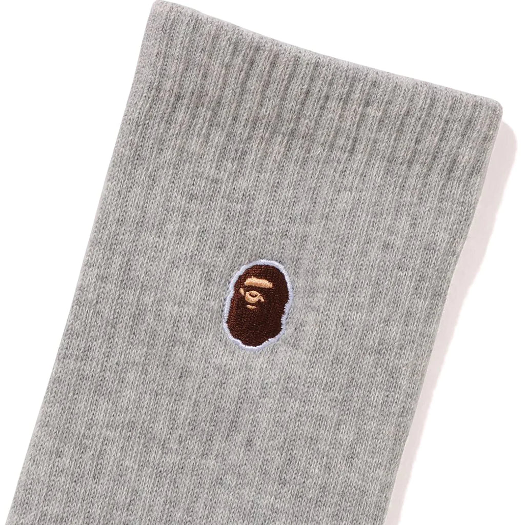 A BATHING APE APE HEAD ONE POINT SOCKS - GRAY