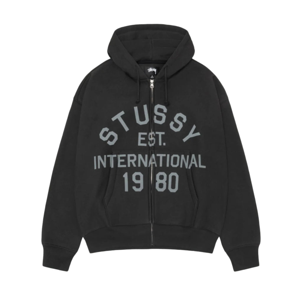STÜSSY STUSSY EST PRINTED ZIP HOODIE - BLACK