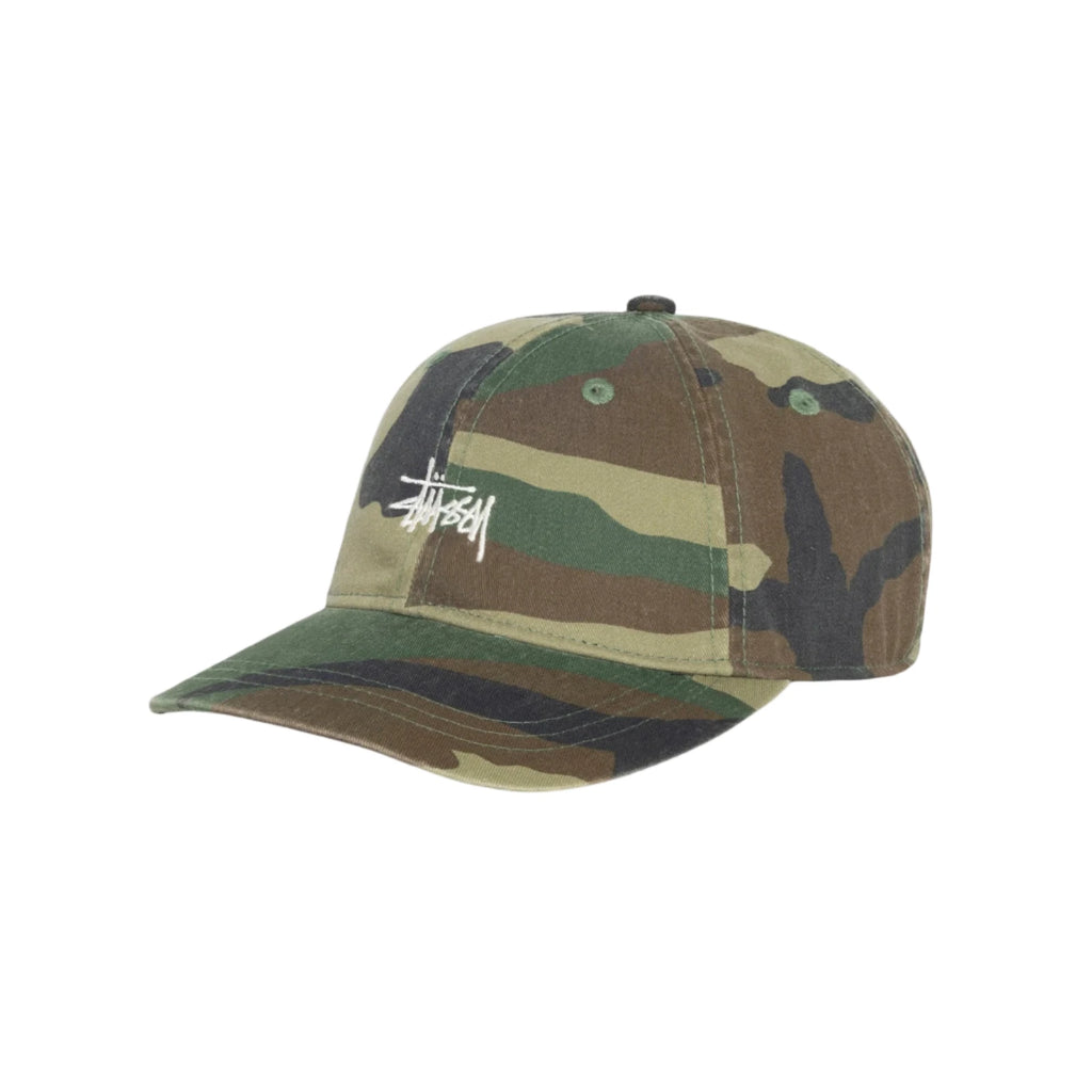 STÜSSY BASIC WASHED LOW PRO CAP - WOODLAND CAMO