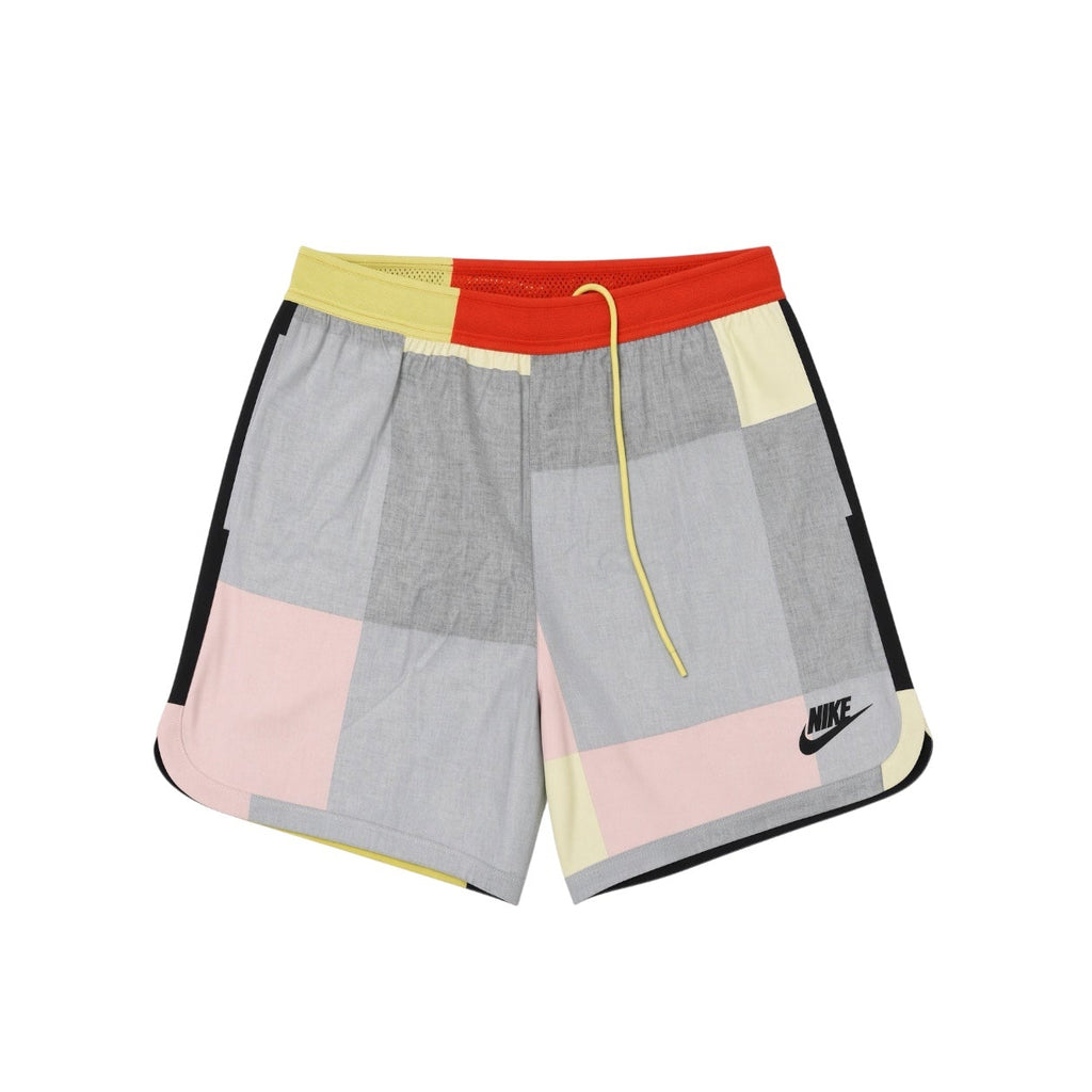 NIKE SPORTSWEAR ICON CLASH COLORBLOCK WOVEN SHORTS -TRACK RED/LIMELIGHT-BLACK