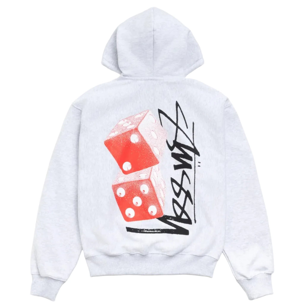 STÜSSY TALL DICE ZIP HOODIE - ASH HEATHER