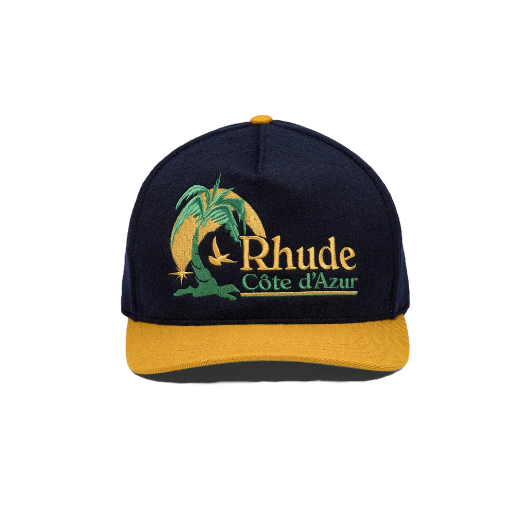 RHUDE AZUR COAST HAT - NAVY/YELLOW