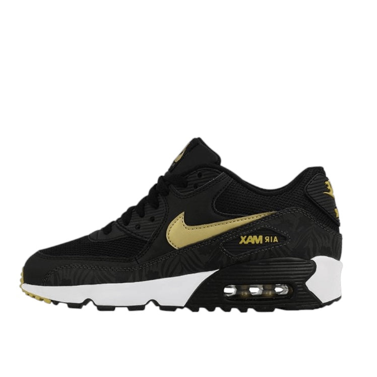 NIKE AIR MAX 90 PRINT MESH GS - BLACK/METALLIC GOLD