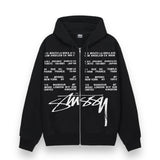 STÜSSY LOCATIONS ZIP HOODIE - BLACK