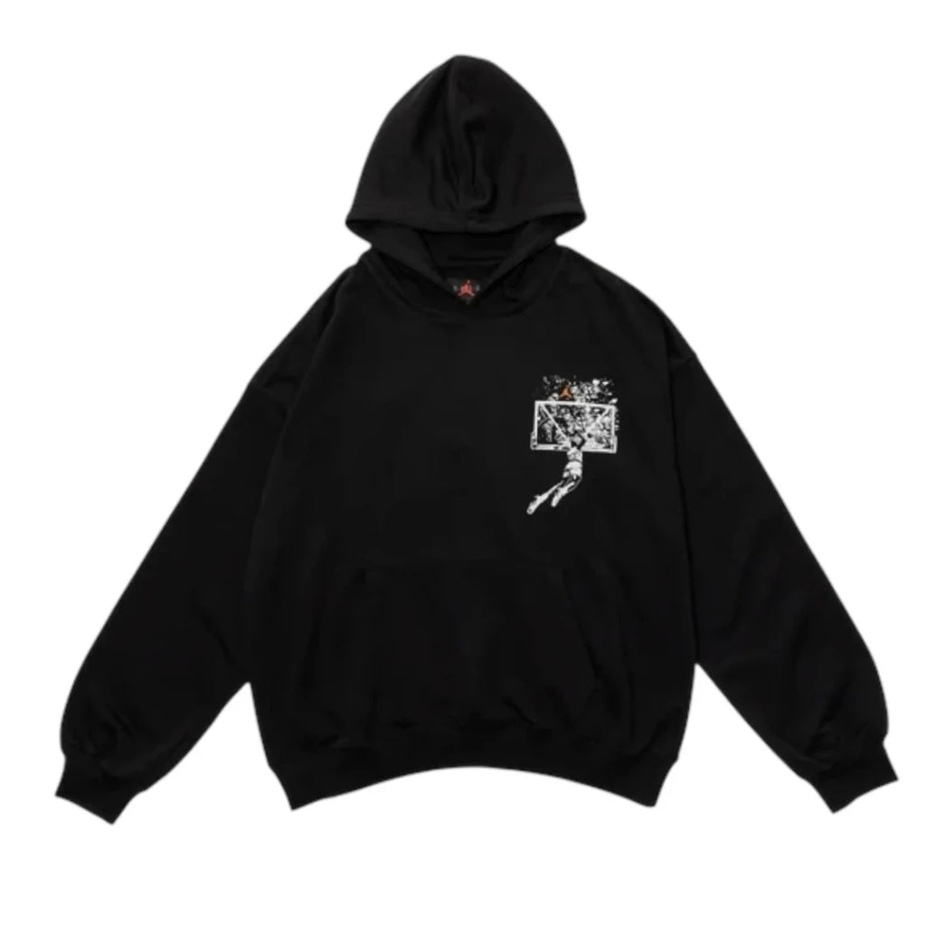 AIR JORDAN BROOKLYN OVERSIZED PULLOVER HOODIE - BLACK/STARFISH