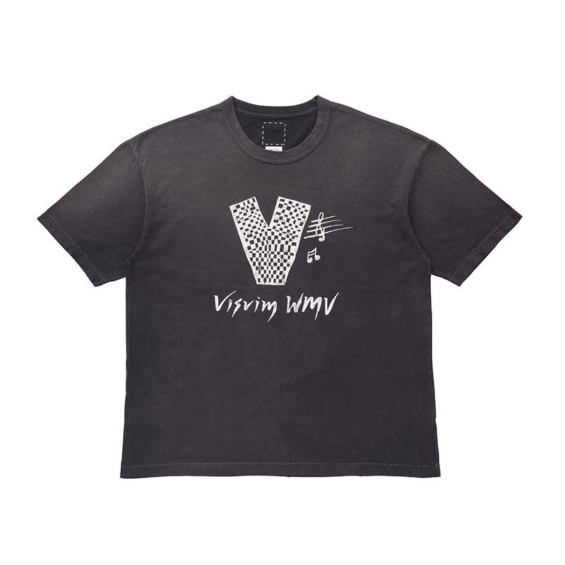 VISVIM JUMBO TEE S/S V CRASH - BLACK