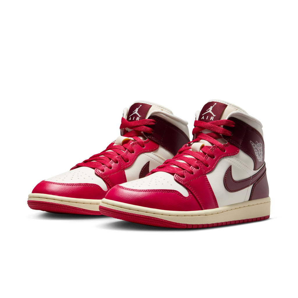 WOMEN'S AIR JORDAN 1 MID - SAIL/DARK TEAM RED-MYSTIC HIBISCUS