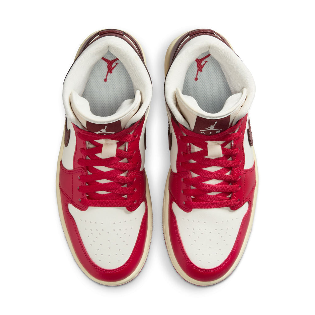 WOMEN'S AIR JORDAN 1 MID - SAIL/DARK TEAM RED-MYSTIC HIBISCUS