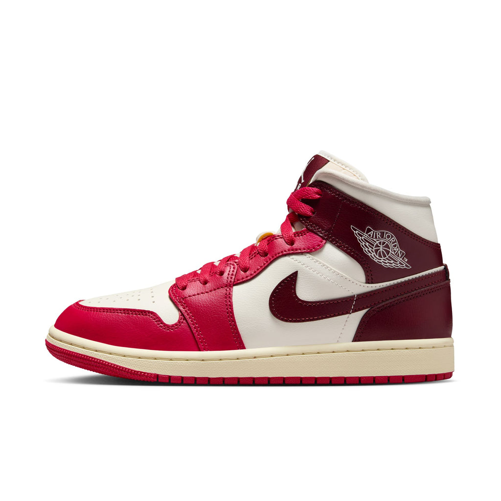 WOMEN'S AIR JORDAN 1 MID - SAIL/DARK TEAM RED-MYSTIC HIBISCUS