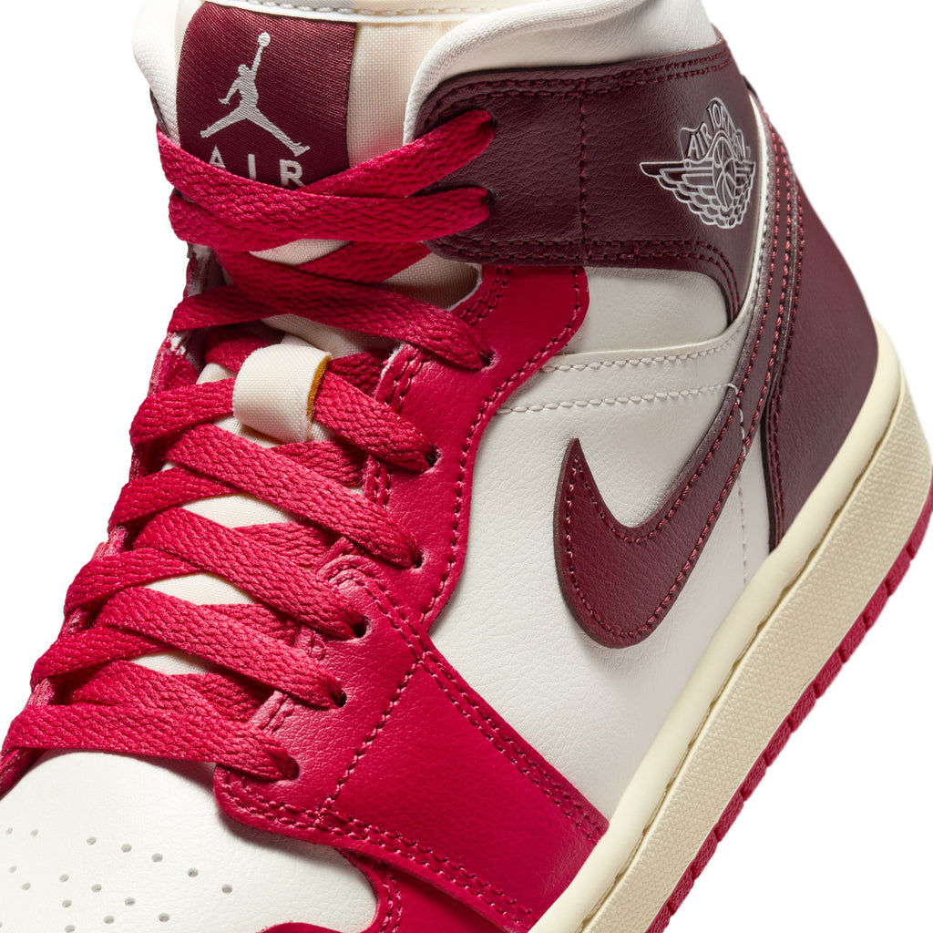WOMEN'S AIR JORDAN 1 MID - SAIL/DARK TEAM RED-MYSTIC HIBISCUS