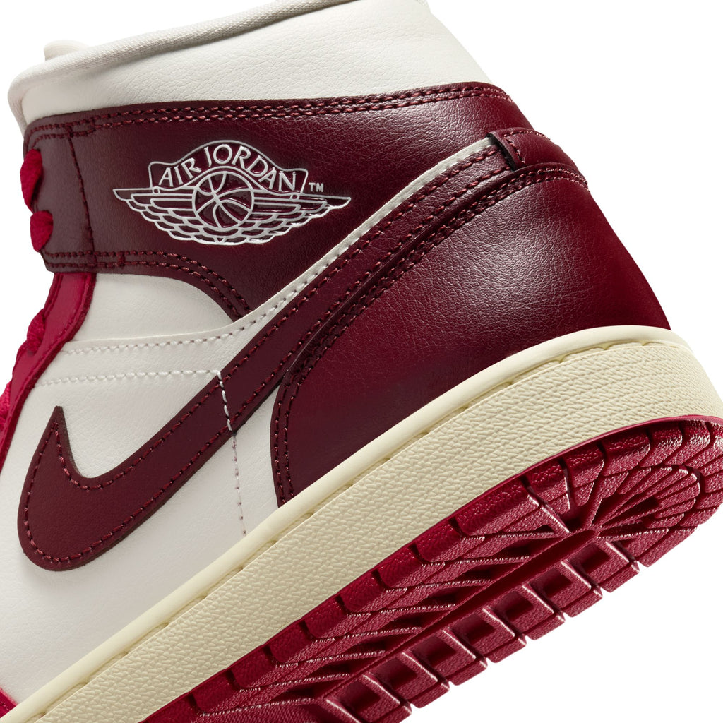 WOMEN'S AIR JORDAN 1 MID - SAIL/DARK TEAM RED-MYSTIC HIBISCUS