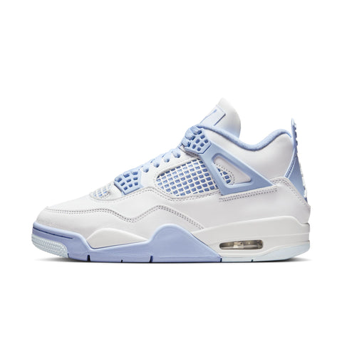 WOMENS AIR JORDAN 4 RETRO 'ALUMINUM' - WHITE/ALUMINUM-BLUE TINT-OIL GREEN
