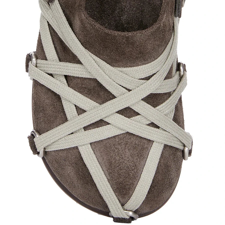 RICK OWENS TEMPLE MEGALACE® MULE GRANOLA IN SUEDE LEATHER - DUST
