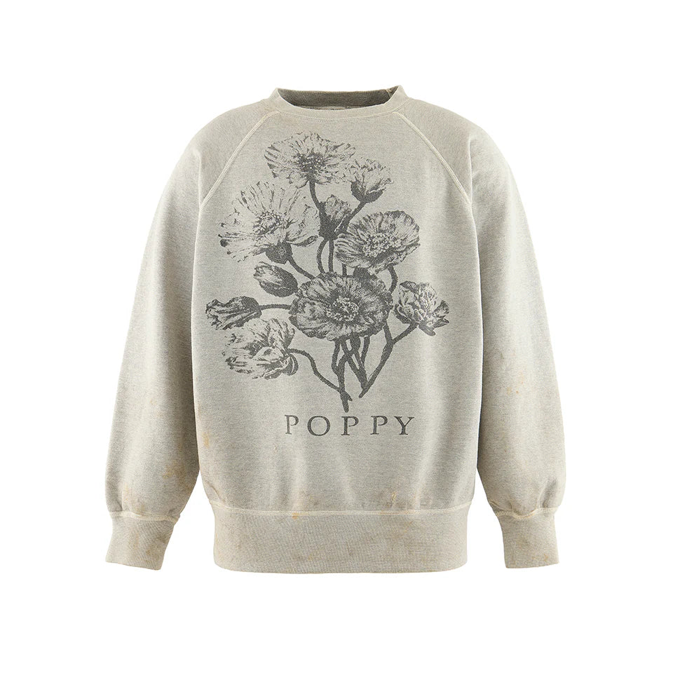 SAINT MICHAEL FLOWER CREW SWEATSHIRT - GREY