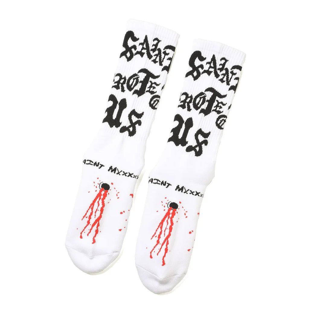 SAINT MICHAEL SAINT PROTECT SOCKS - WHITE
