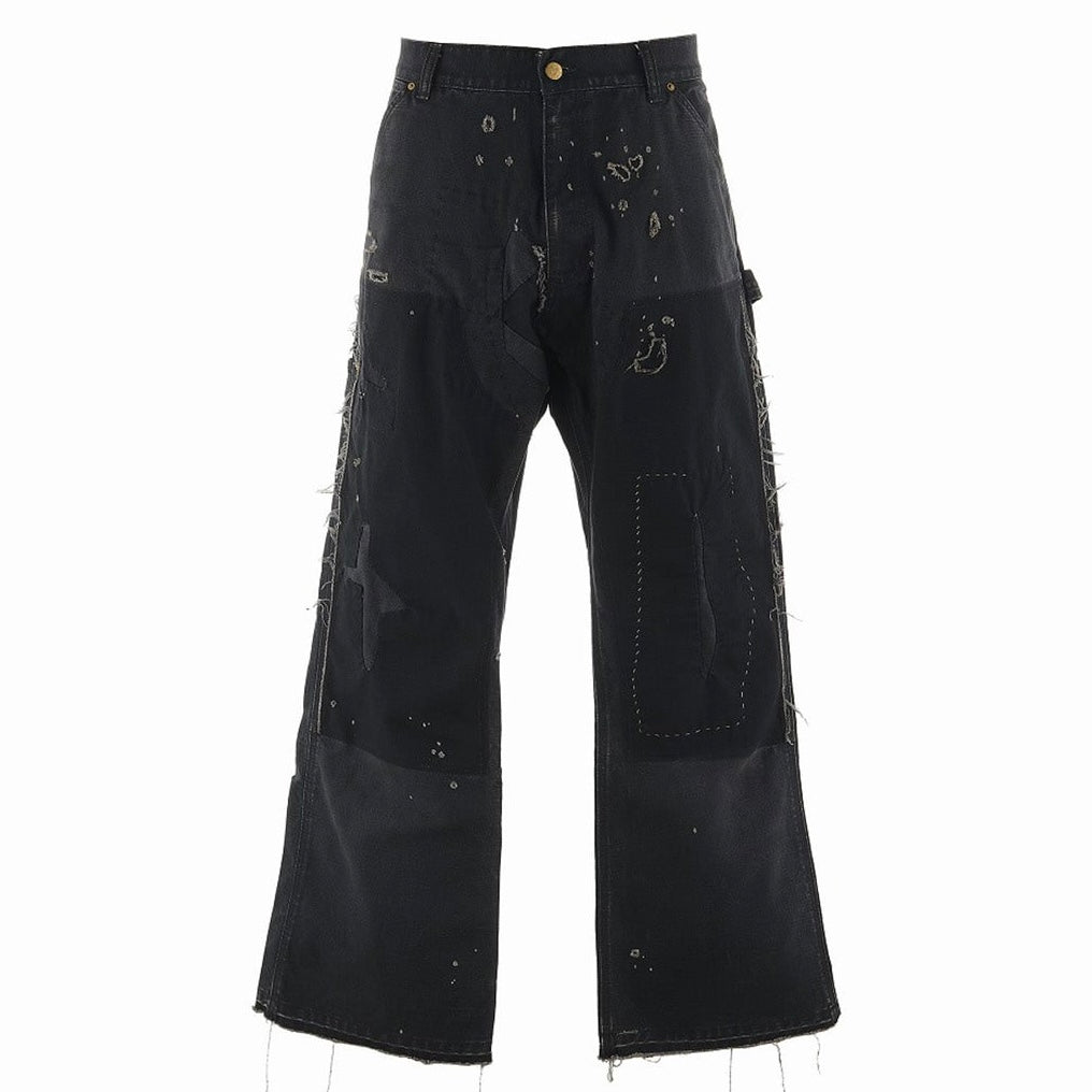 SAINT MICHAEL DOUBLE KNEE PANTS - BLACK