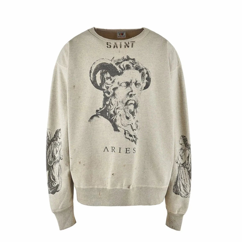 SAINT MICHAEL ARIES CREWNECK SWEATSHIRT - GRAY