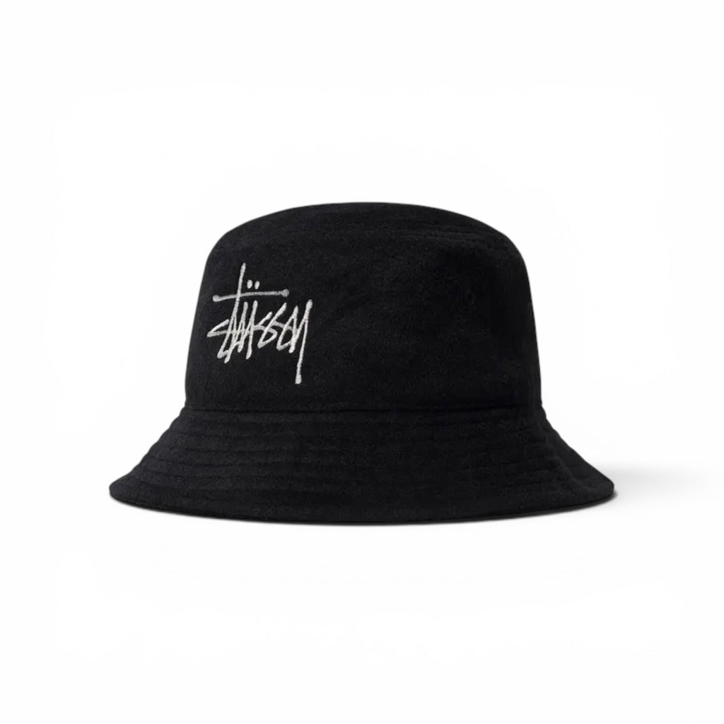STÜSSY FUZZY WOOL BASIC BUCKET - BLACK