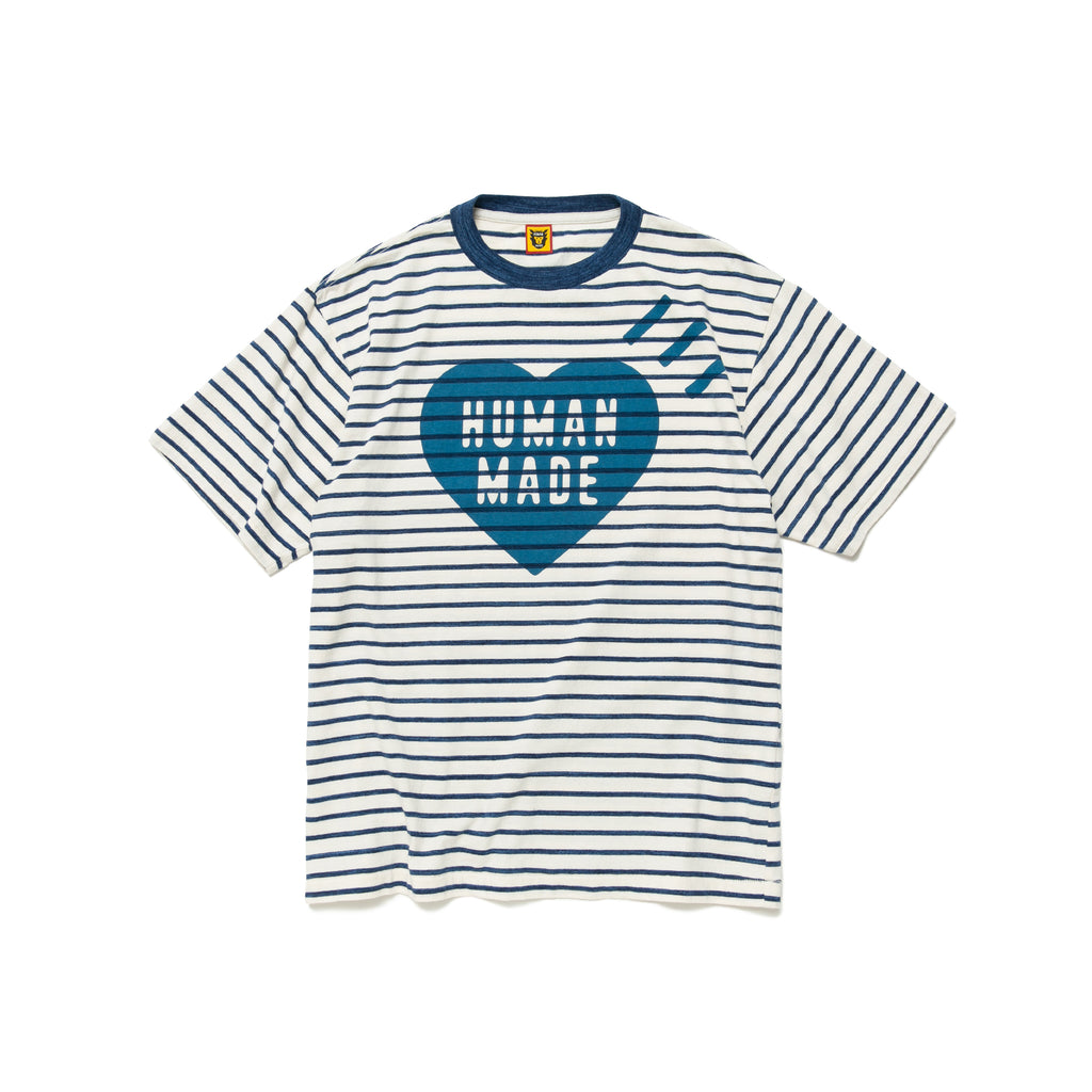 HUMAN MADE STRIPED HEART T-SHIRT - NAVY