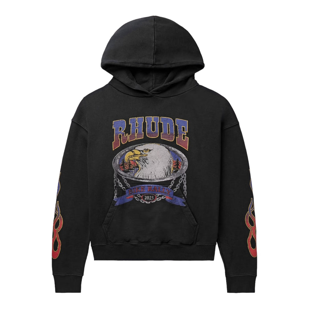 RHUDE SCREAMING EAGLE HOODIE - VINTAGE BLACK