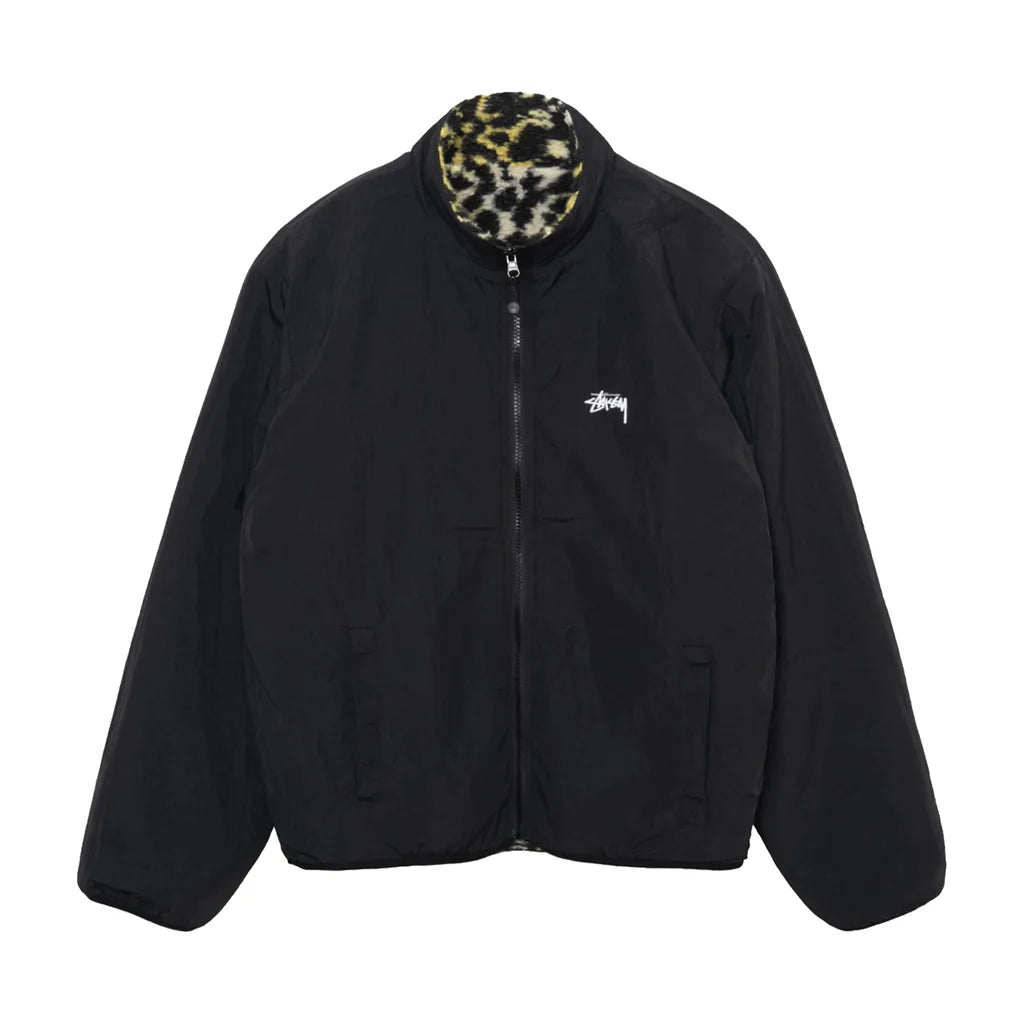 STÜSSY REVERSIBLE SHERPA JACKET - YELLOW LEOPARD