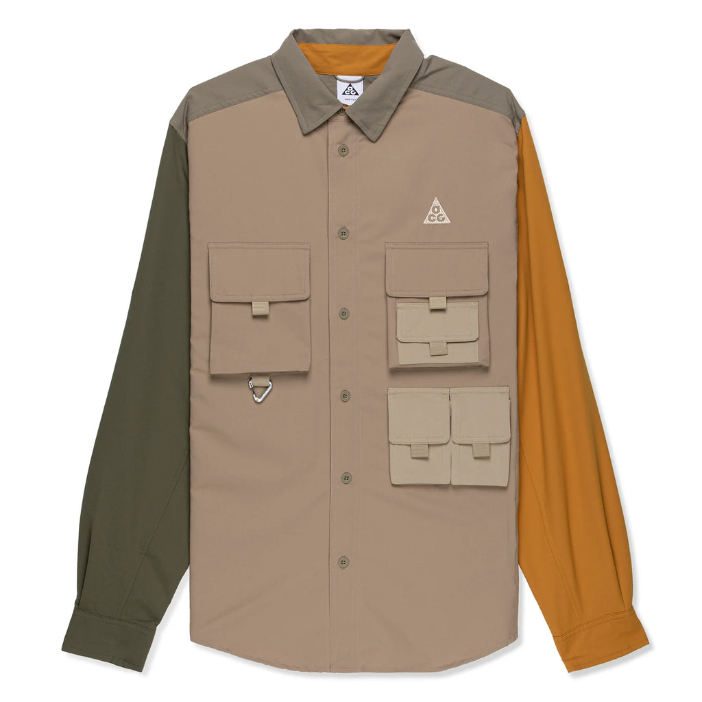 NIKE ACG DRI-FIT UV TRAIL SHIRT - KHAKI/MATTE OLIVE/GOLD SUEDE/SANDDRIFT