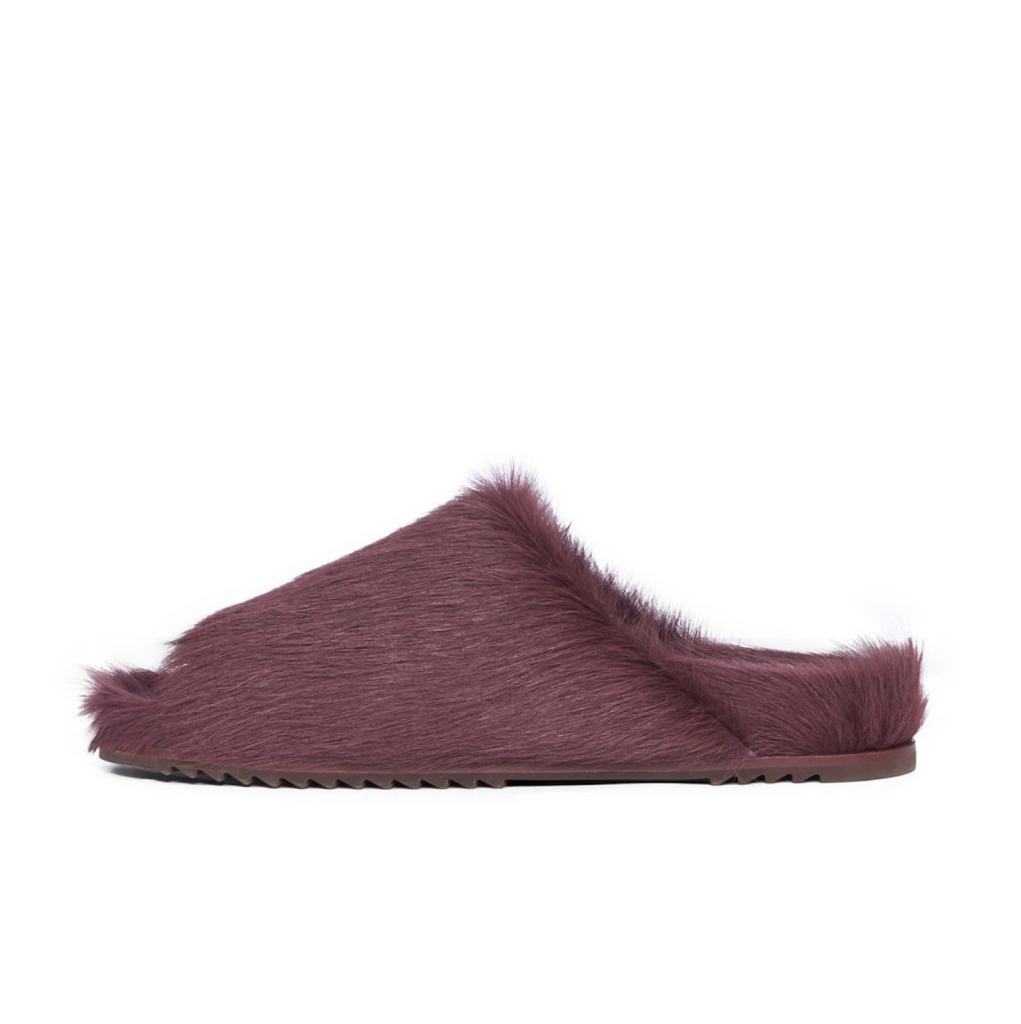 RICK OWENS FUR GRANOLAS SLIDE - AMETHYST