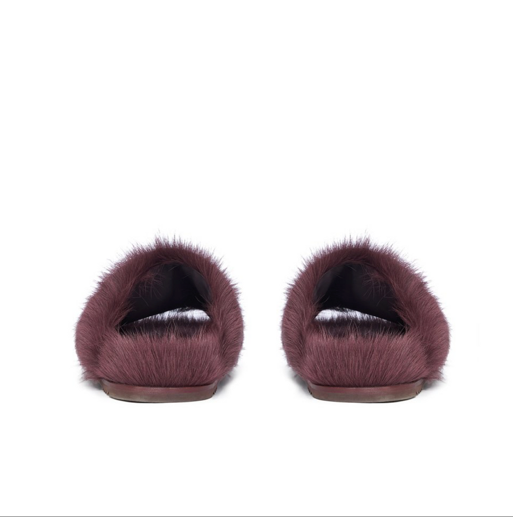 RICK OWENS FUR GRANOLAS SLIDE - AMETHYST