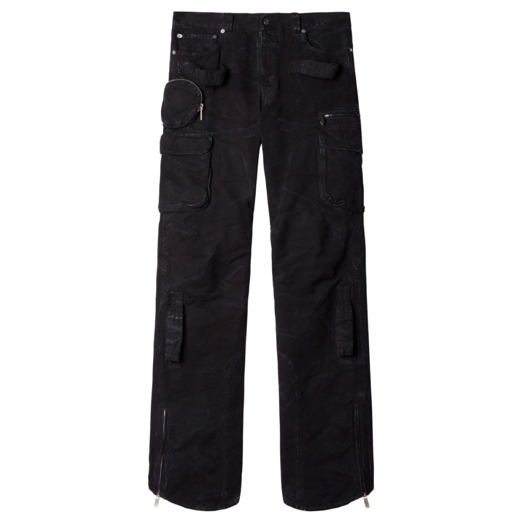 OFF—WHITE GARMENT-DYED CARGO PANTS- BLACK