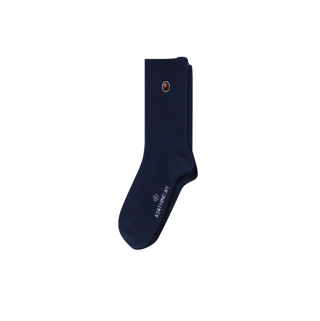 A BATHING APE APE HEAD ONE POINT SOCKS - NAVY