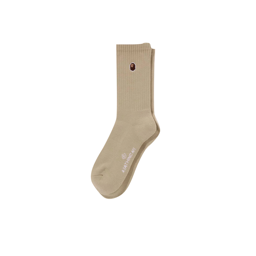 A BATHING APE APE HEAD ONE POINT SOCKS - BEIGE