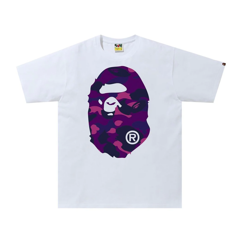 A BATHING APE COLOR CAMO BIG APE HEAD TEE - WHXPP