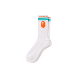 A BATHING APE APE HEAD LINE SOCKS - WHITE (001SOI301007)