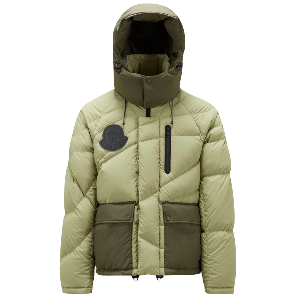 MONCLER GENIUS X PHARRELL WILLIAMS CHESTNUT SHORT DOWN JACKET - LIGHT GREEN