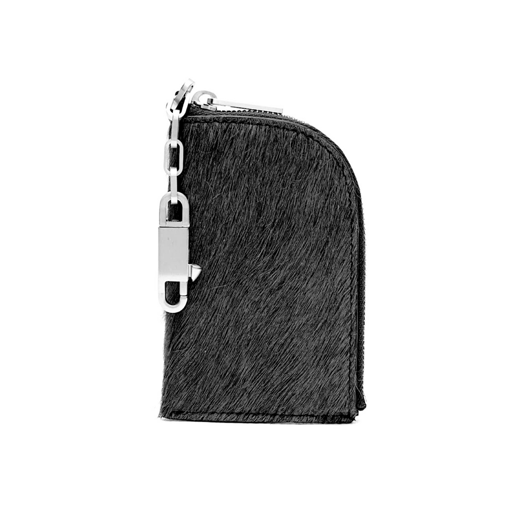 RICK OWENS FUR HOOK WALLET - BLACK
