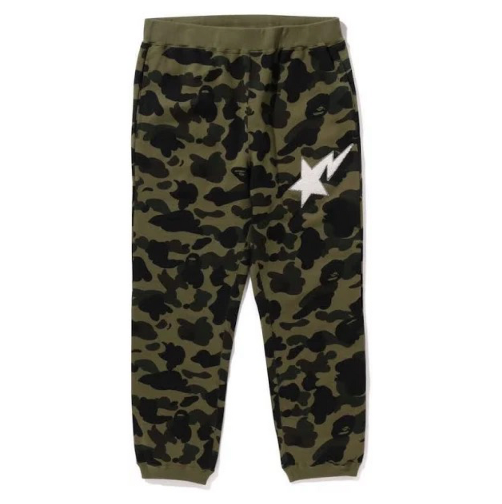 A BATHING APE 1ST CAMO SWEAT PANTS - GREEN