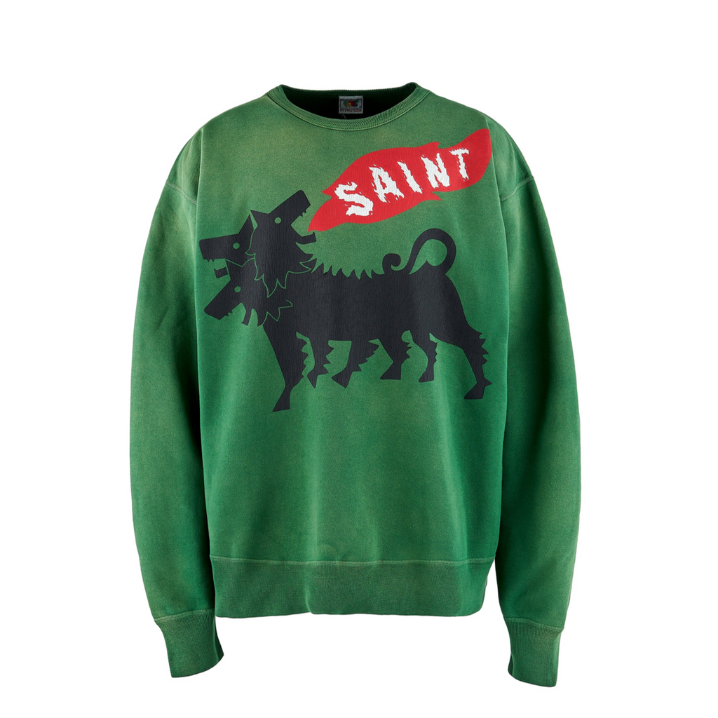 SAINT MICHAEL CERBERUS CREWNECK SWEATSHIRT - GREEN