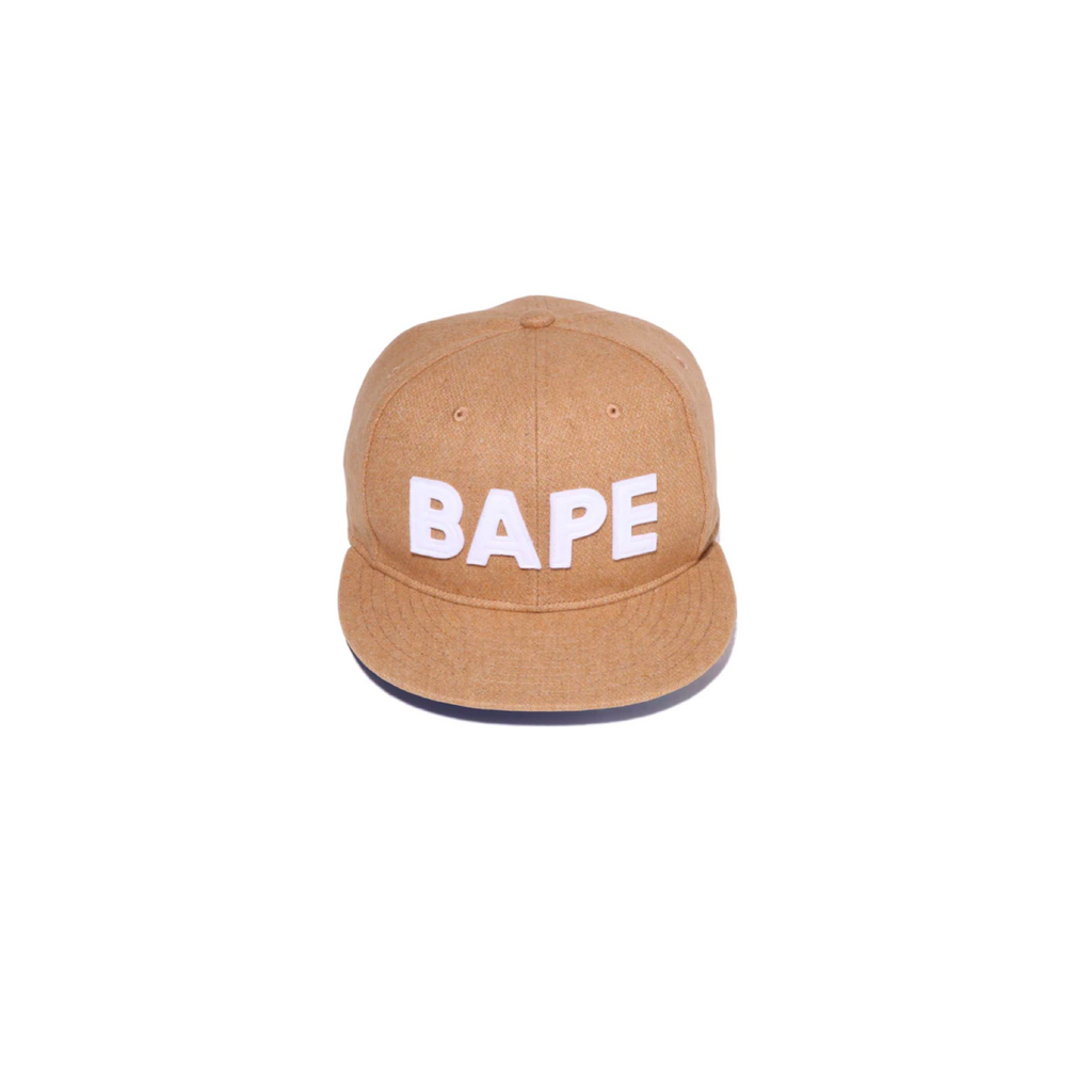 A BATHING APE BAPE PATCH SNAP BACK CAP - BEIGE