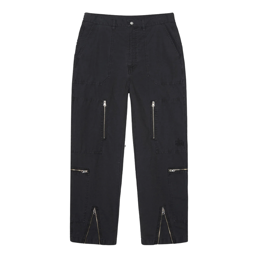 STÜSSY FLIGHT PANT RIPSTOP PIG. DYED - BLACK