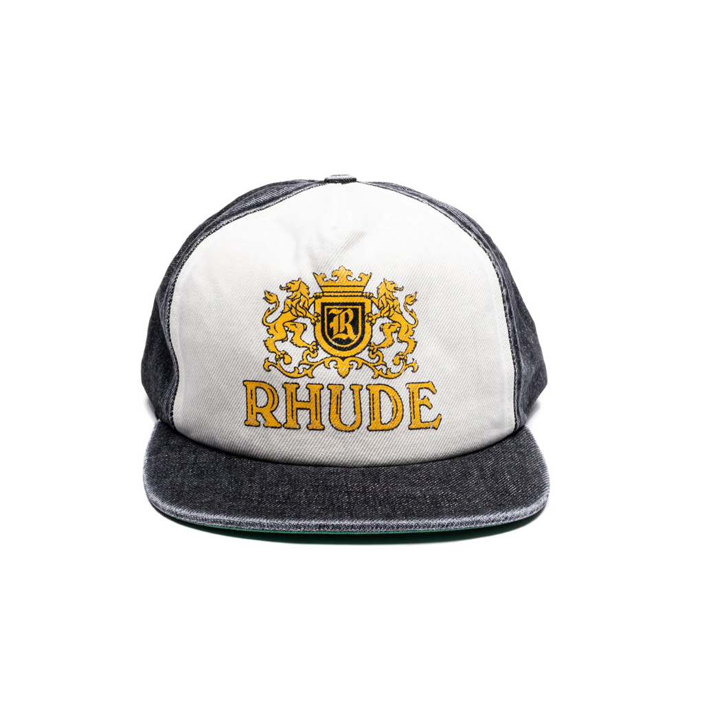 RHUDE CRESTA DENIM HAT - BLACK/CREAM
