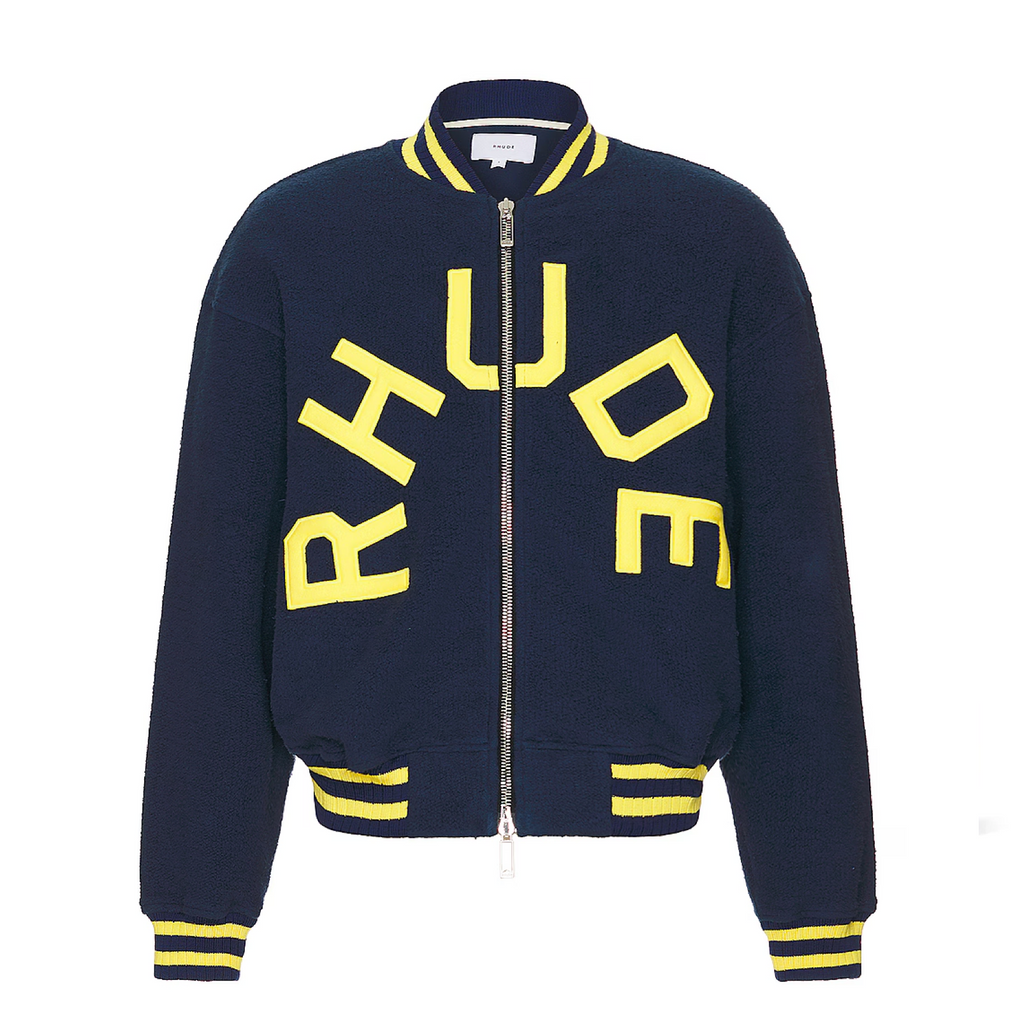 RHUDE OVERSIZED LOGO TERRY VARSITY - NAVY/YELLOW