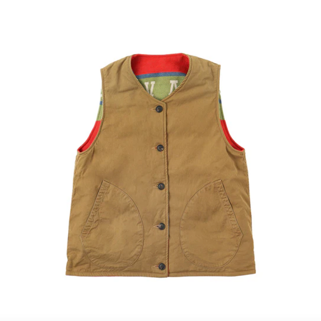 VISVIM KORA REVERSIBLE DOWN VEST - RED