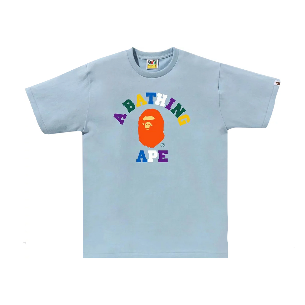 A BATHING APE COLORS COLLEGE TEE - SAX