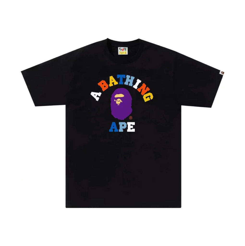 A BATHING APE COLORS COLLEGE TEE - BLACK