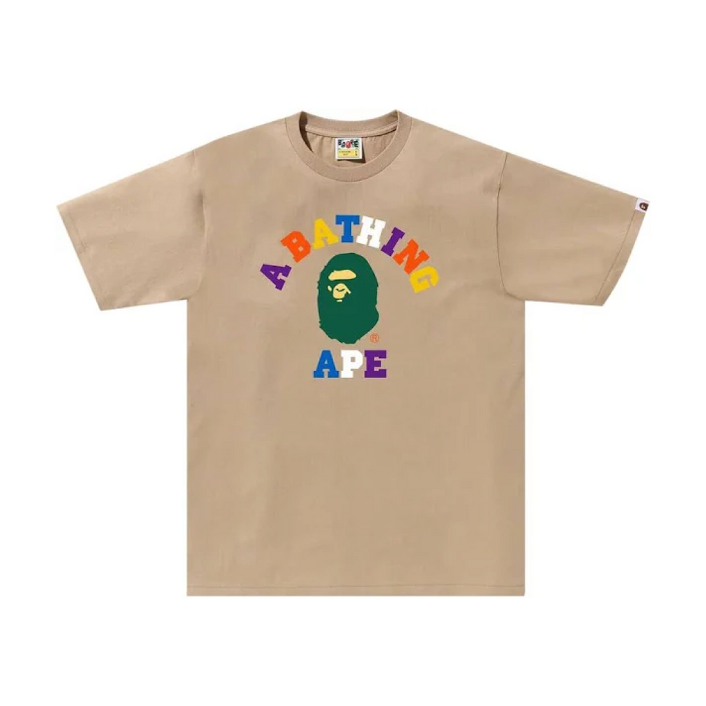 A BATHING APE COLORS COLLEGE TEE - BEIGE