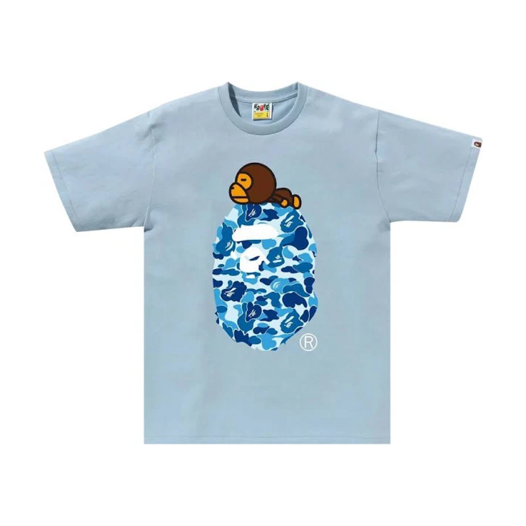 A BATHING APE ABC CAMO MILO ON BIG APE TEE - SAX X BLUE