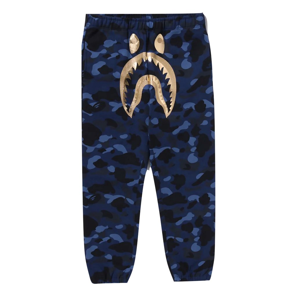 A BATHING APE COLOR CAMO SHARK SWEAT PANTS - NAVY
