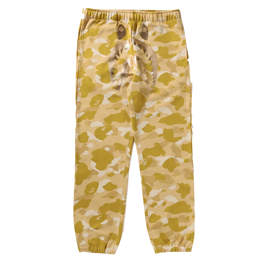 A BATHING APE COLOR CAMO SHARK SWEAT PANTS - YELLOW