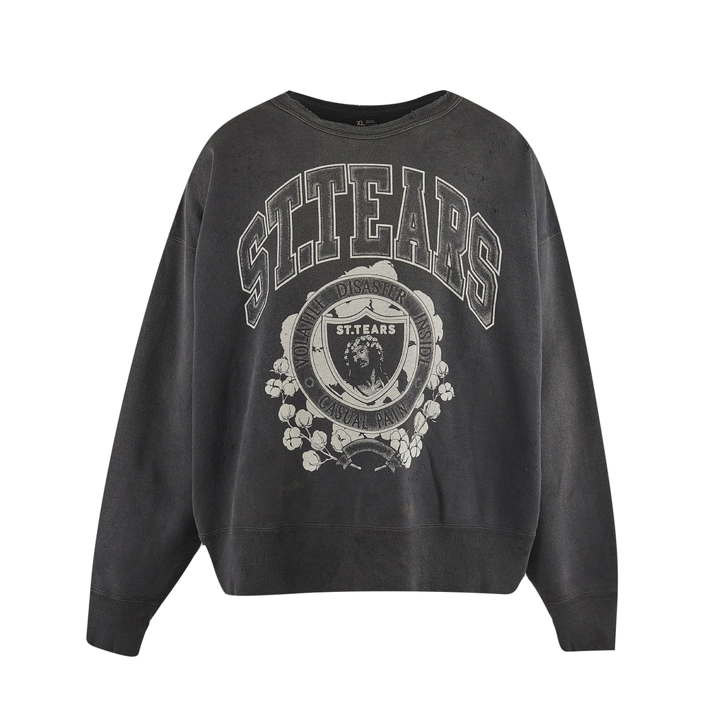 SAINT MICHAEL X ST. TEARS CREW NECK SWEATSHIRT - BLACK